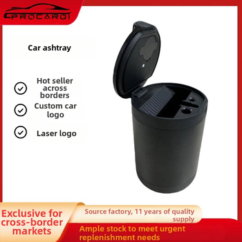 Auto popelník s vekom a vstavaným svetlom, model YH-1, kov, vysokotepelná odolnosť, 138 g