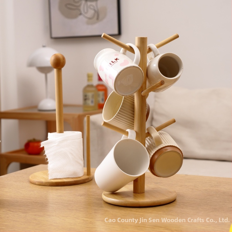 Drevený stolový regál na skladovanie – 3‑poschodový organizér v tvare stromu pre kuchyňu, obývačku a šperky (náramky a náhrdelníky) – Viacúčelový