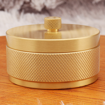 Meďový popolník do auta s mriežkovým dekorom, Tang min, čínskeho štýlu, stolový kovový ozdobný predmet s viečkom