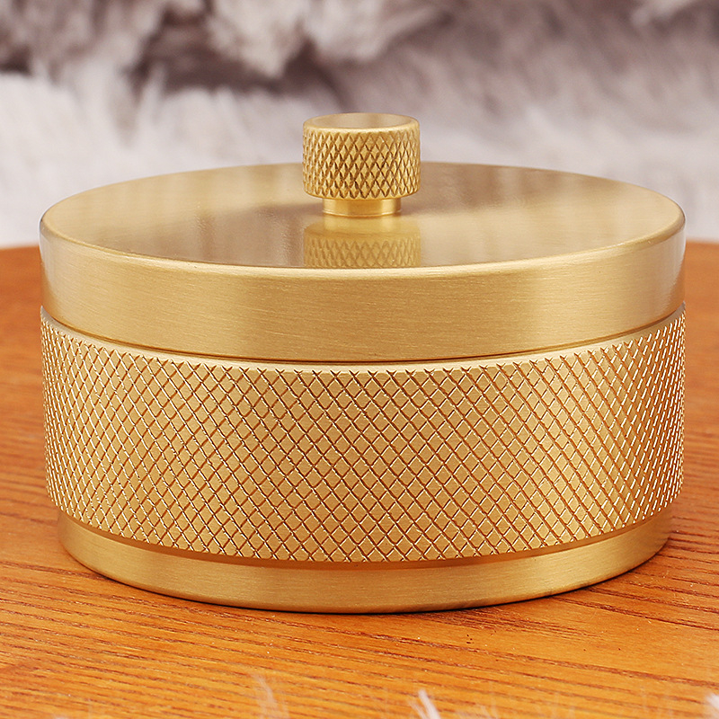 Meďový popolník do auta s mriežkovým dekorom, Tang min, čínskeho štýlu, stolový kovový ozdobný predmet s viečkom