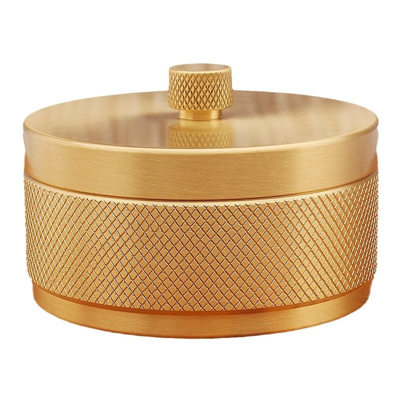 Meďový popolník do auta s mriežkovým dekorom, Tang min, čínskeho štýlu, stolový kovový ozdobný predmet s viečkom