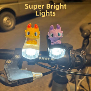 Predné svetlo na bicykel, vodotesné, roztomilý karikatúrny dizajn, nabíjateľné, na nočné jazdy