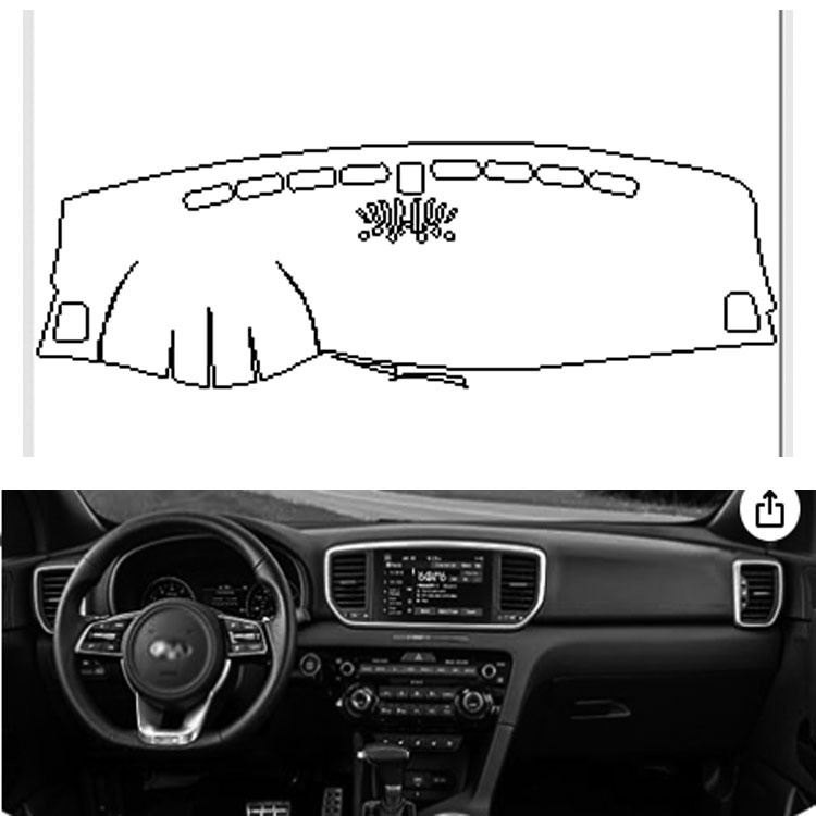 Slnečná clona stredovej konzoly pre Kia Sportage (2017–2022), materiál: polyesterový flanel semiš