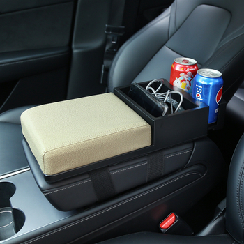 Automašīnas rokasbalsta kastes organizētājs ar salvetes kastīti un izvelkamu glāžu turētāju, plastmasa, modelis 3519, universāla saderība