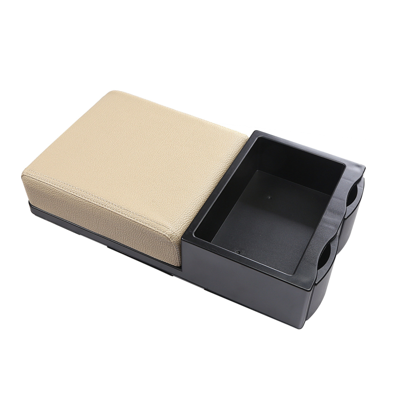 Automašīnas rokasbalsta kastes organizētājs ar salvetes kastīti un izvelkamu glāžu turētāju, plastmasa, modelis 3519, universāla saderība