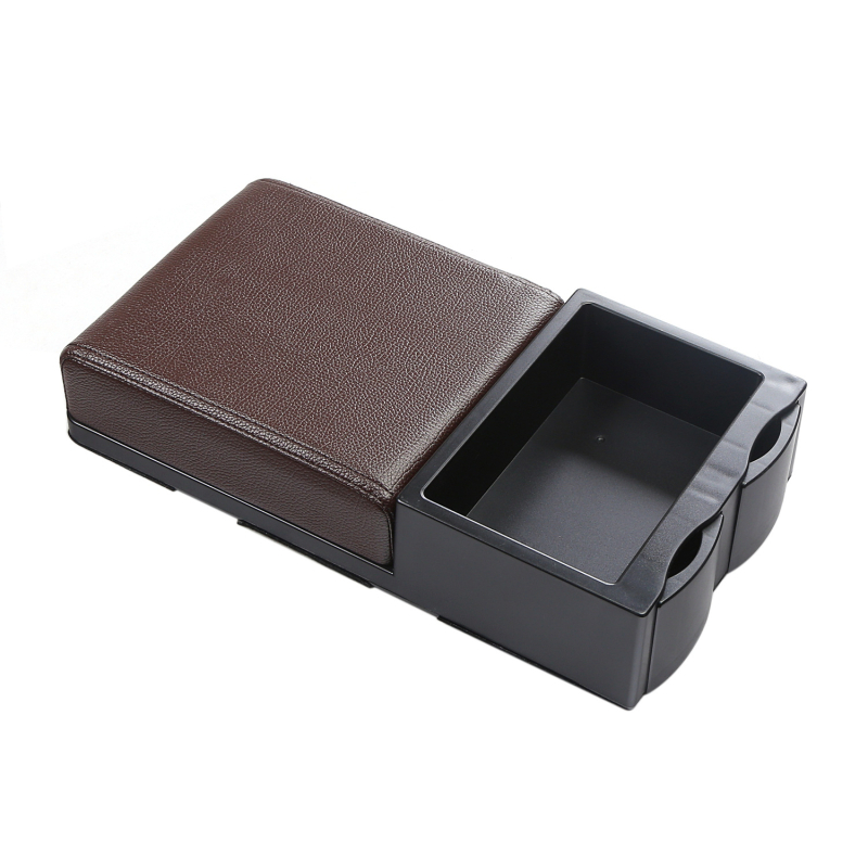 Automašīnas rokasbalsta kastes organizētājs ar salvetes kastīti un izvelkamu glāžu turētāju, plastmasa, modelis 3519, universāla saderība