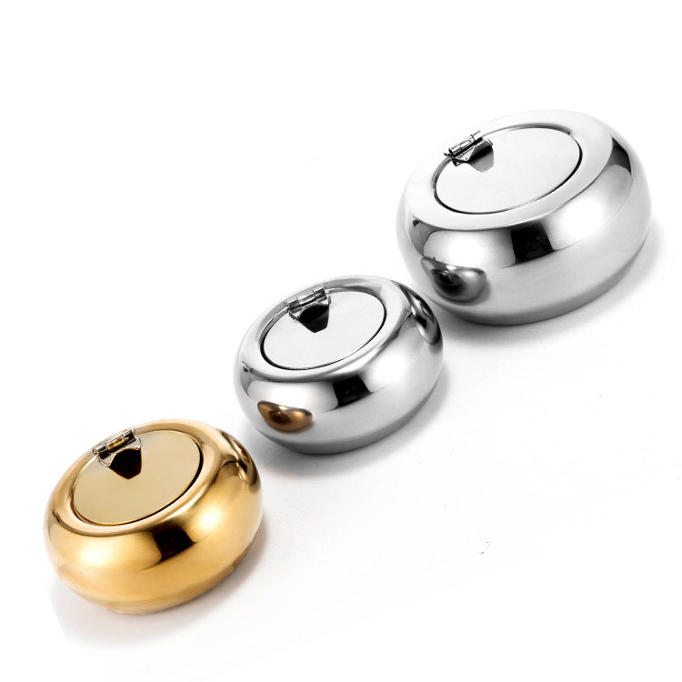 Nehrđajući čelični okrugli pepelnjak, bubanj-stil, s poklopcem, za auto i dom