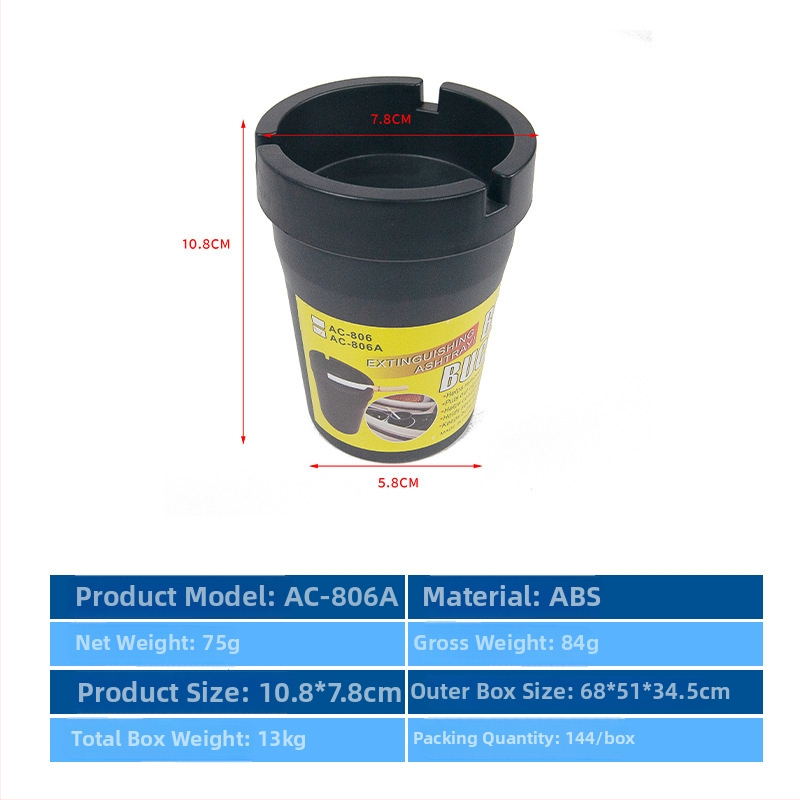 Pepeljara za auto, plastična, model AC-806, težina 75 g, brend carfu, namijenjena za unutrašnjost automobila