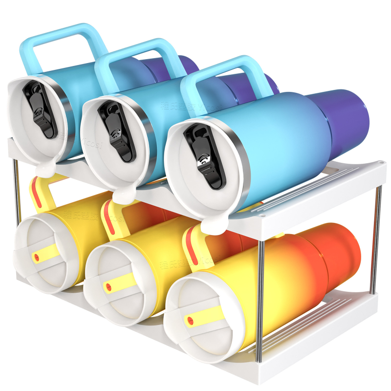 Stolový stojan na poháre a nápoje, viacúrovňový, z plastu, 2–4 úrovne, bez vŕtania, moderný minimalistický štýl