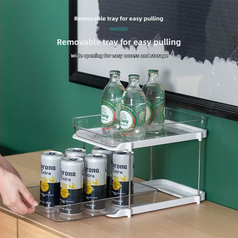 Datora galda divpakāpju caurspīdīgs glāžu turētājs – plastmasas, modelis JN-501, preces kods JN-50, daudzfunkcionāls, mūsdienīgs minimālisma stils