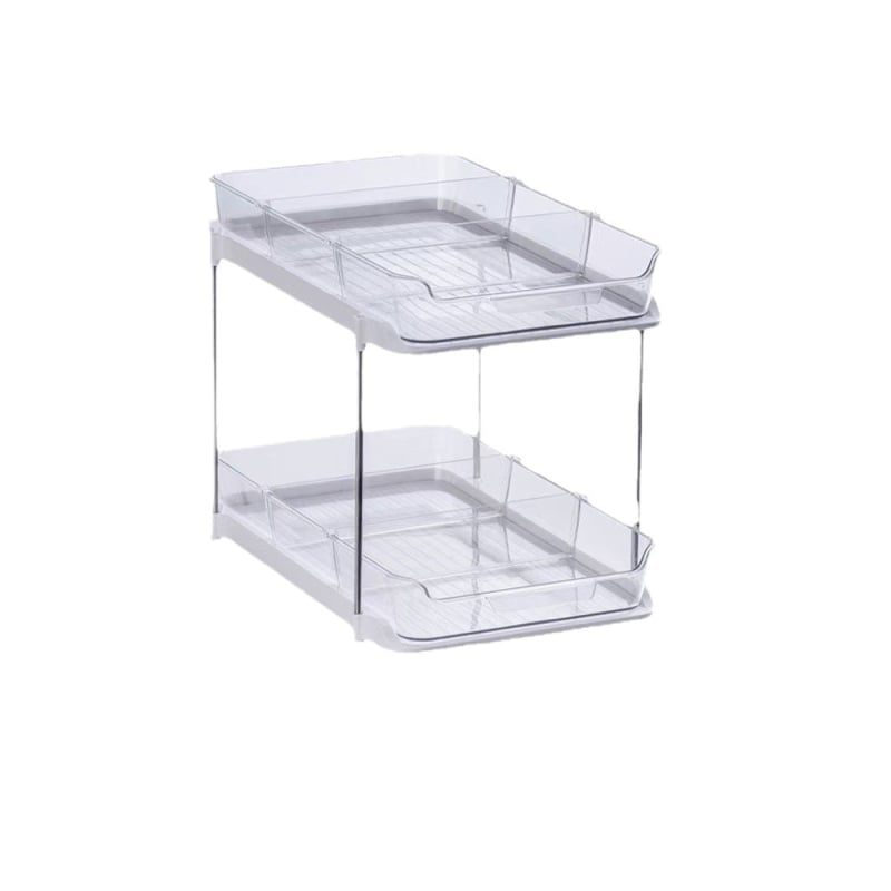 Stojan na poháre na stole s dvojposchodovým systémom, priehľadný, plastový, model JN-501, kód produktu JN-50, viacúčelový, moderný minimalistický štýl