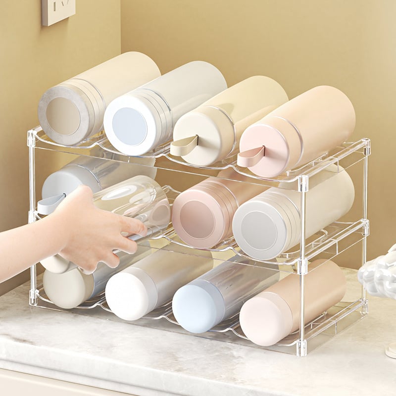 Raft tri-etajat pentru pahare din PET — Organizator de birou, mobil, multifuncțional pentru living, dormitor și spațiu de lucru