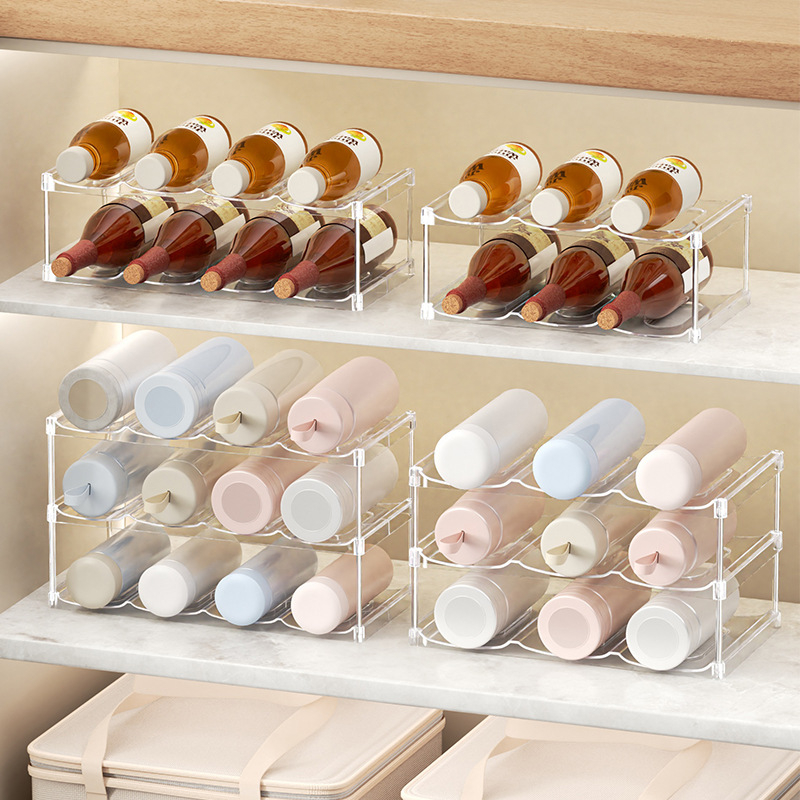 Raft tri-etajat pentru pahare din PET — Organizator de birou, mobil, multifuncțional pentru living, dormitor și spațiu de lucru