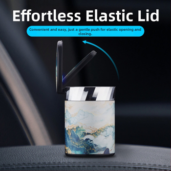 FOGSON automobilová popolník s viečkom a LED, kovový, prenosný, viacfunkčný, skladovanie