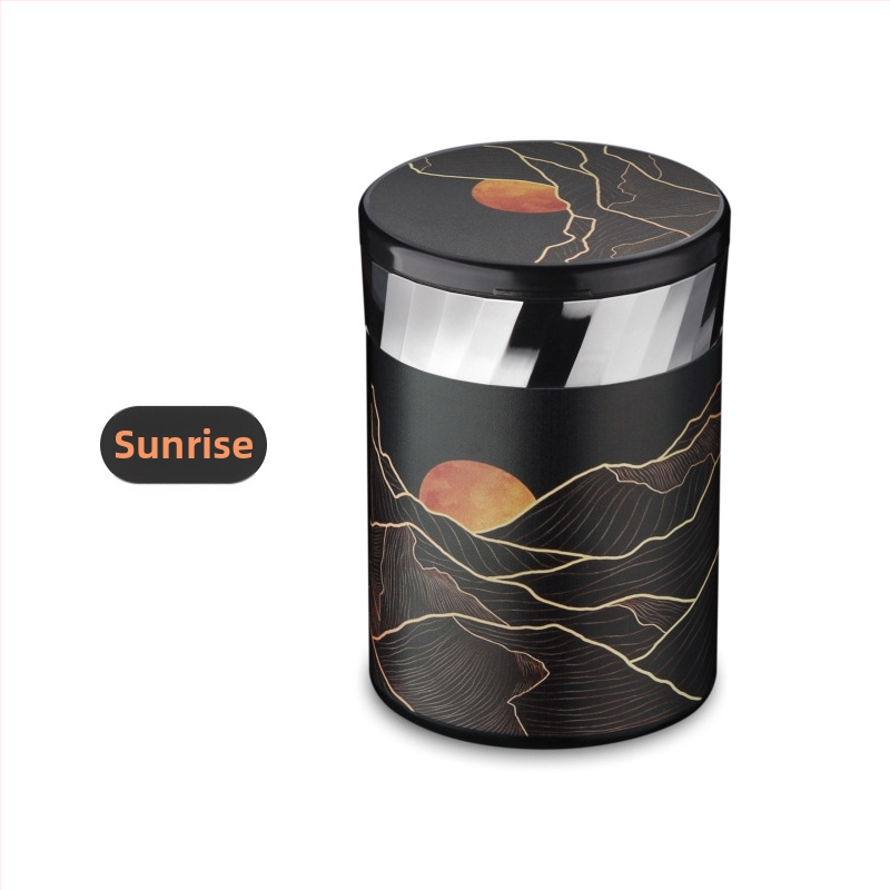 FOGSON automobilová popolník s viečkom a LED, kovový, prenosný, viacfunkčný, skladovanie