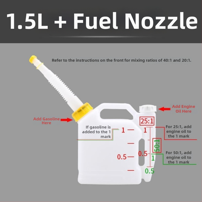 Zmiešavacia nádoba na olej pre dvojtaktné motory, s veľkou kapacitou, kompatibilná s reťazovou pílou, kosačkou a nožnicami na živý plot – Tianwang