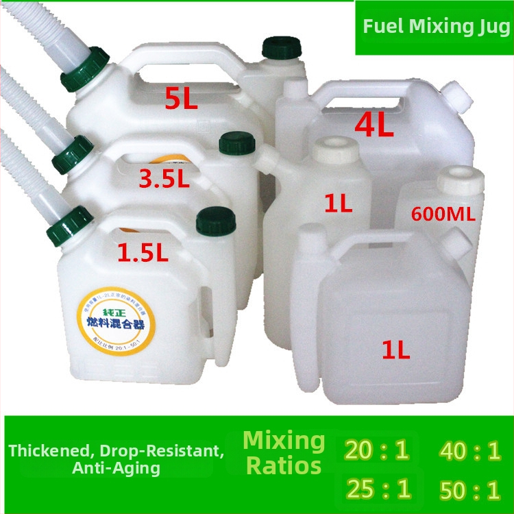 Dvojtaktná fľaša na miešanie oleja, pomer 50:1 a 25:1, objem 5 l