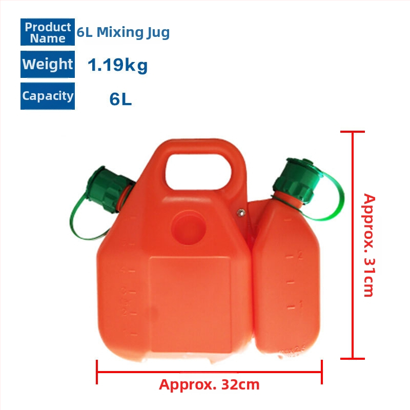 Dvojtaktná fľaša na miešanie oleja, pomer 50:1 a 25:1, objem 5 l