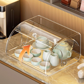 Box na čajový servis s výklopným vekom, PET plast, model 2324, prachotesný, možnosť tlače loga, spracovanie na zákazku k dispozícii