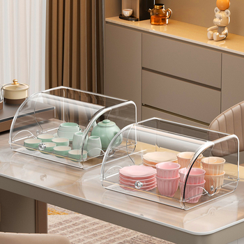 Box na čajový servis s výklopným vekom, PET plast, model 2324, prachotesný, možnosť tlače loga, spracovanie na zákazku k dispozícii