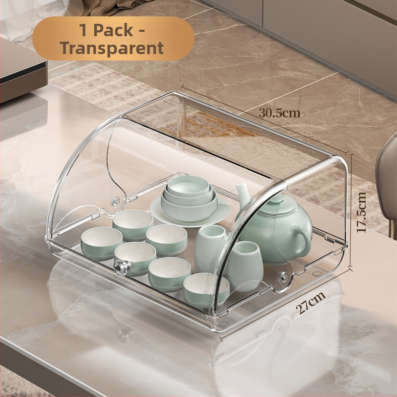 Box na čajový servis s výklopným vekom, PET plast, model 2324, prachotesný, možnosť tlače loga, spracovanie na zákazku k dispozícii