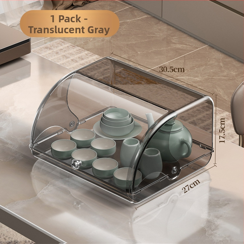 Box na čajový servis s výklopným vekom, PET plast, model 2324, prachotesný, možnosť tlače loga, spracovanie na zákazku k dispozícii