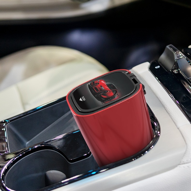 Unutarnji pepeljak za auto s LED svjetlom i kreativnom dvostrukom unutarnjom kutijom – ABS, BY-857