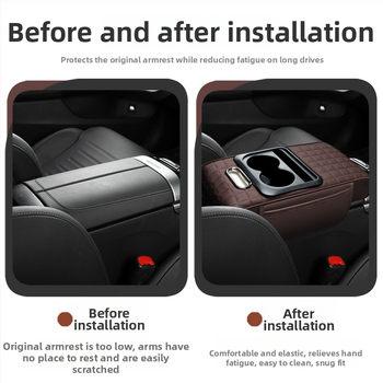 Ādas auto roku balsta palielināšanas spilvens ar salvetes kastīti — daudzfunkcionāls, pieci vienā; zīmols Aden gulf; izcelsme Taizhou, Zhejiang; universāla saderība