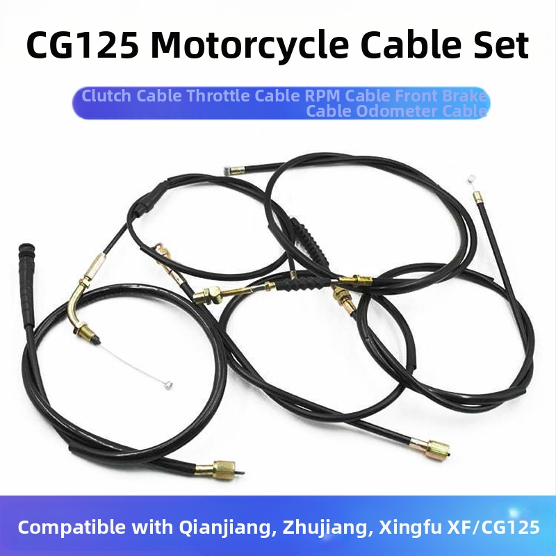CG125 Zhujiang ZJ sada káblov: spojkový, plynový, kábel tachometra, kábel otáčkomera a brzdový kábel pre Qianjiang Happiness