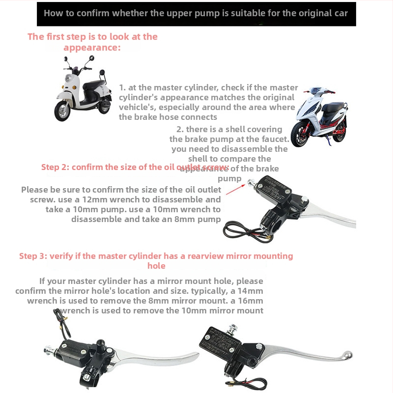 Mojielong υδραυλική αντλία φρένων σε οκταγωνικό στυλ – σετ για ηλεκτρικό μοτοποδήλατο με δισκοφρένες, μπροστά και πίσω