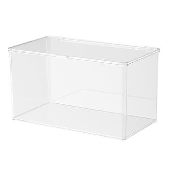 Škatuľka na skladovanie šálok na čaj so snímateľným vekom – prachotesný stolný organizér na čajovú súpravu, PET plast, viacúrovňové, kapacita 0.9-5.3 L