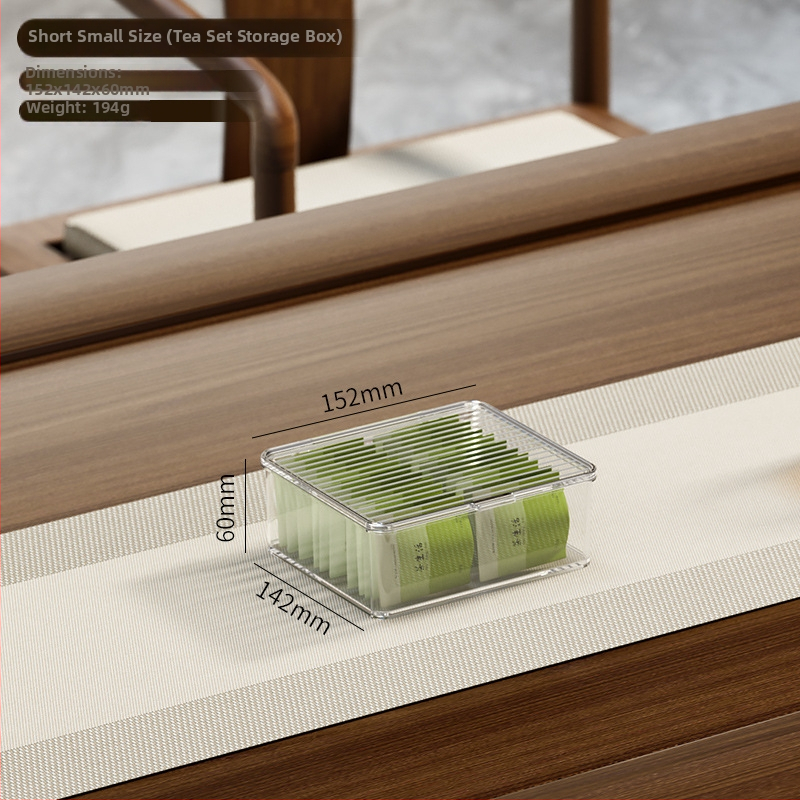 Škatuľka na skladovanie šálok na čaj so snímateľným vekom – prachotesný stolný organizér na čajovú súpravu, PET plast, viacúrovňové, kapacita 0.9-5.3 L