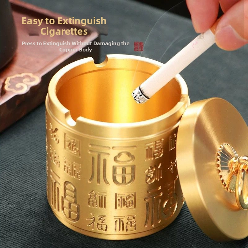 Popolník z mosadz s viečkom, štýl auta, stolová ozdoba, klasický a minimalistický