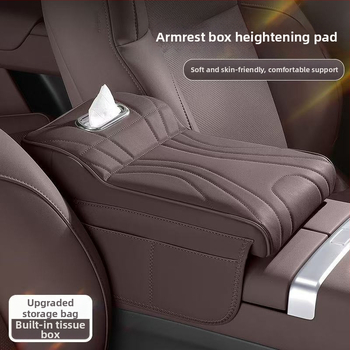 Automobiļa elkoņa atbalsts ar paceltu spilvenu — 3-1: salvetes kaste, aizsargājošs vāciņš un uzglabāšanas soma • āda • universāla saderība • 400 g • Zhejiang