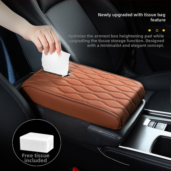 Ādas auto rokas balsts ar salvetes turētāju – universāla saderība, pielāgošana pēc pasūtījuma, privātās etiķetes atļauja