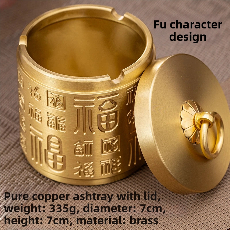 Meďný popolník s viečkom, vyrezávané detaily, model 985, kód produktu F98T69JS7M78T9