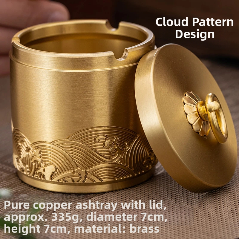 Meďný popolník s viečkom, vyrezávané detaily, model 985, kód produktu F98T69JS7M78T9