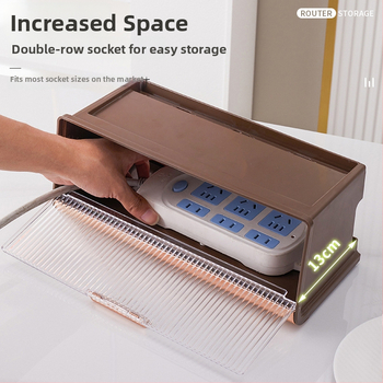 Box na ukladanie smerovača s viečkom, 5 priehradkami, na stenu, prachotesný plastový organizér pre káble a set-top box