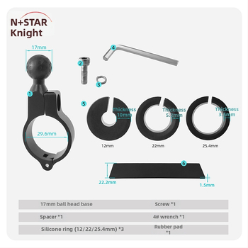 Star Knight univerzálna základňa na uchytenie riadidiel motocyklu s 17 mm guľovou hlavou pre kruhové trubky, držiak na telefón