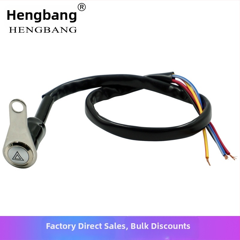 Motocyklový LED prepínač pre dvojité blikanie so samouzamykacím kovovým tlačidlom a kovovým montážnym držiakom KG-057A