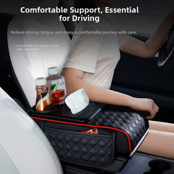 Ādas centrālās konsoles augšējā atbalsta paliktnis – universāla saderība, modelis 091313, atvieglo roku spriedzi, var uzglabāt telefonu un dzērienus