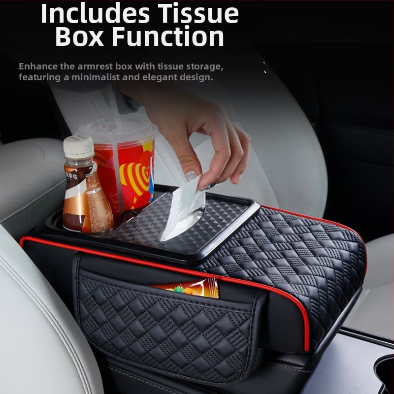 Ādas centrālās konsoles augšējā atbalsta paliktnis – universāla saderība, modelis 091313, atvieglo roku spriedzi, var uzglabāt telefonu un dzērienus