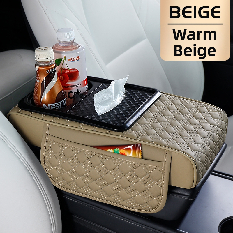 Ādas centrālās konsoles augšējā atbalsta paliktnis – universāla saderība, modelis 091313, atvieglo roku spriedzi, var uzglabāt telefonu un dzērienus