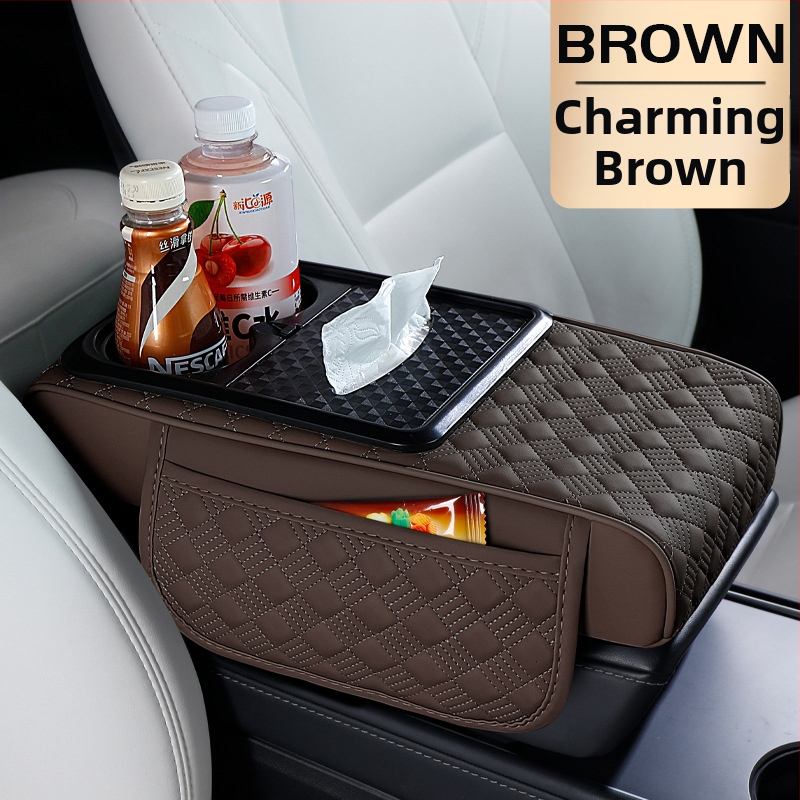 Ādas centrālās konsoles augšējā atbalsta paliktnis – universāla saderība, modelis 091313, atvieglo roku spriedzi, var uzglabāt telefonu un dzērienus