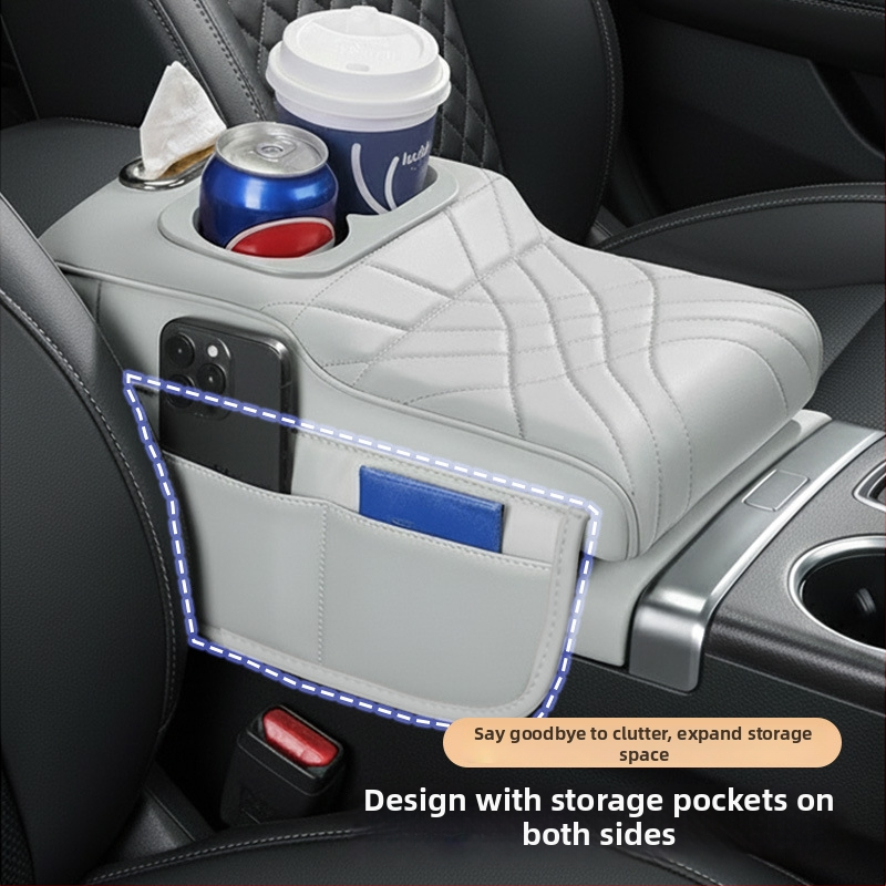 Ādas rokas balsta augstinoša plāksne centrālajai konsolei - Modelis 001, universāla saderība, svars 450 g