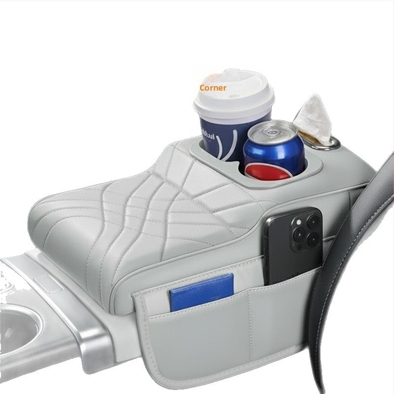 Ādas rokas balsta augstinoša plāksne centrālajai konsolei - Modelis 001, universāla saderība, svars 450 g