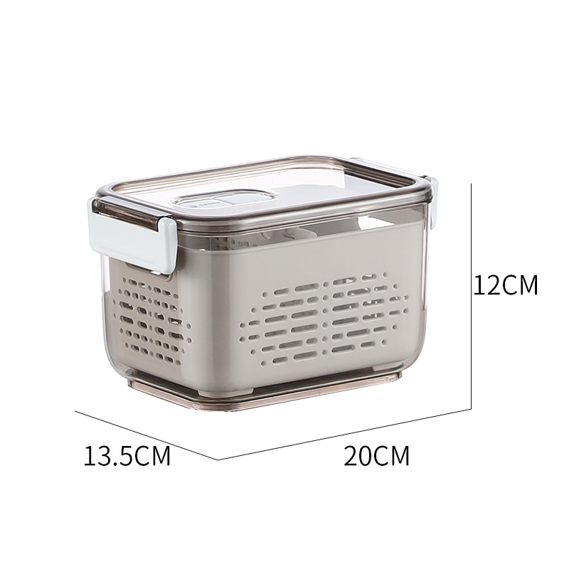 Plastová úložná krabica do chladničky s dvojúrovňovým odtokovým košom a poklopom na umývanie ovocia a zeleniny (japonský štýl)