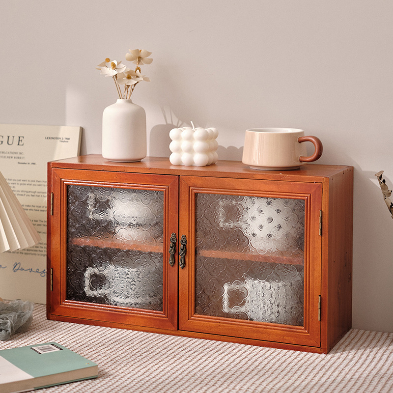 Stolný úložný box s borovicovým rámom, prachotesný, s priehradkami, japonský štýl