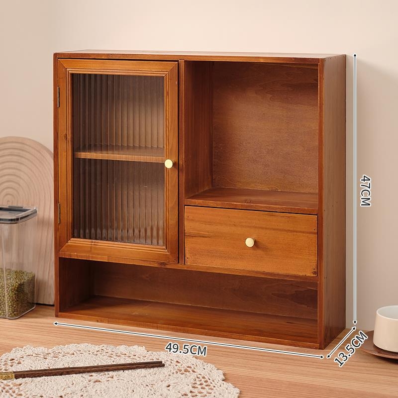 Stolný úložný box s borovicovým rámom, prachotesný, s priehradkami, japonský štýl