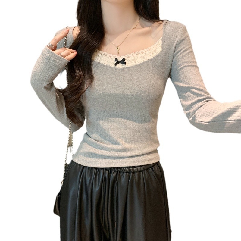 Norika Slim fit bavlno-elastánové dlhé rukávy tričko so splicing detailom, jednofarebný vzor